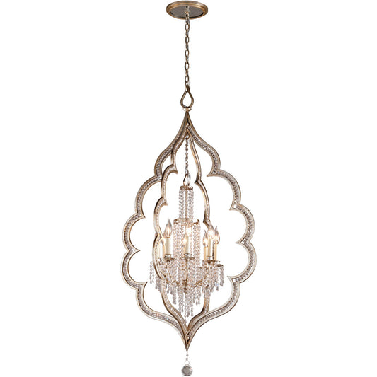 Corbett Lighting Bijoux Chandelier in Silver Leaf With Antique Mist 161-48