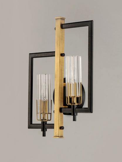 Maxim Flambeau 2-Light Wall Sconce in Black / Antique Brass 16112CLBKAB