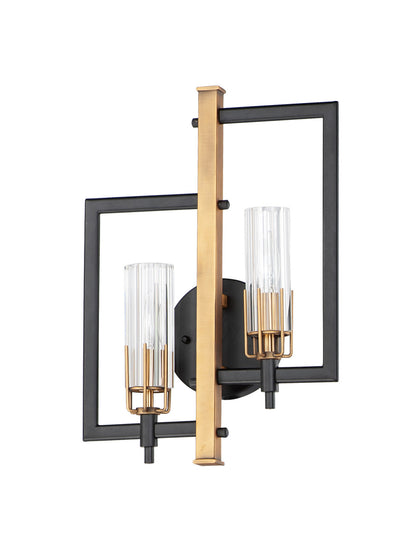 Maxim Flambeau 2-Light Wall Sconce in Black / Antique Brass 16112CLBKAB