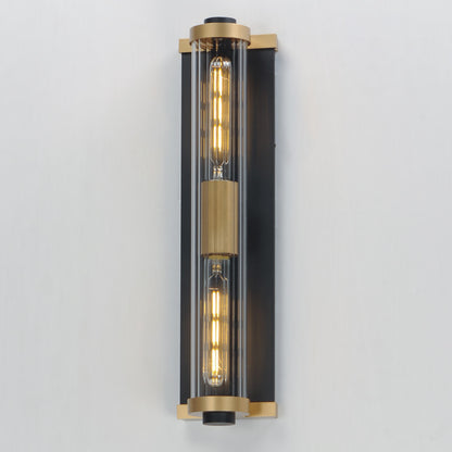 Maxim Opulent 2-Light 20" Outdoor Wall Sconce in Black / Antique Brass 16122CRBKAB