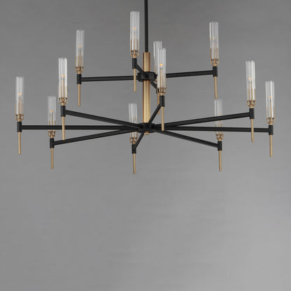 Maxim Flambeau 12-Light 2-Tier LED Chandelier in Black / Antique Brass 16129CLBKAB