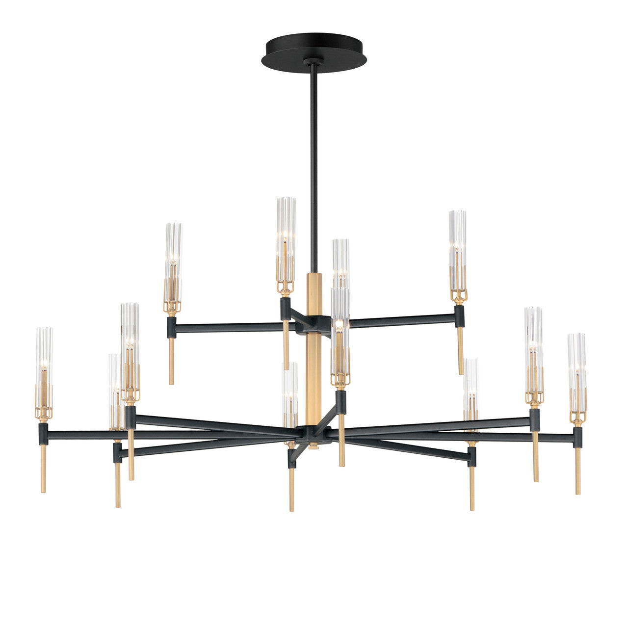 Maxim Flambeau 12-Light 2-Tier LED Chandelier in Black / Antique Brass 16129CLBKAB