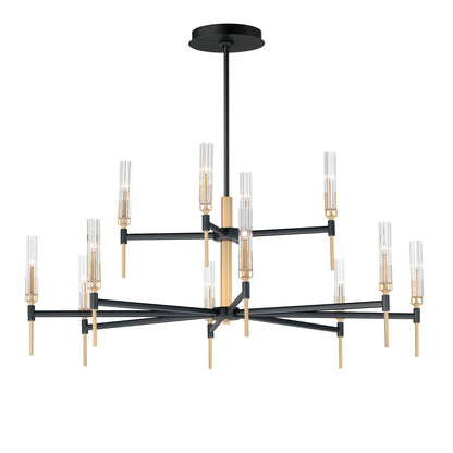 Maxim Flambeau 12-Light 2-Tier LED Chandelier in Black / Antique Brass 16129CLBKAB