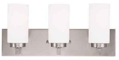 Livex Lighting West Lake Collection 3 Light Brushed Nickel Bath Light in Brushed Nickel 16373-91