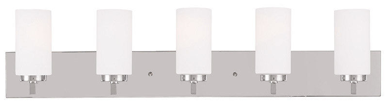 Livex Lighting West Lake Collection 5 Light Polished Chrome Bath Light in Polished Chrome 16375-05