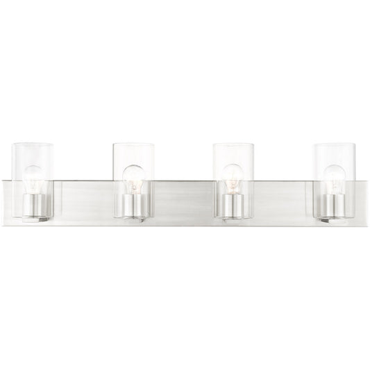 Livex Lighting Zurich Collection 4 Lt Brushed Nickel Bath Vanity in Brushed Nickel 16554-91