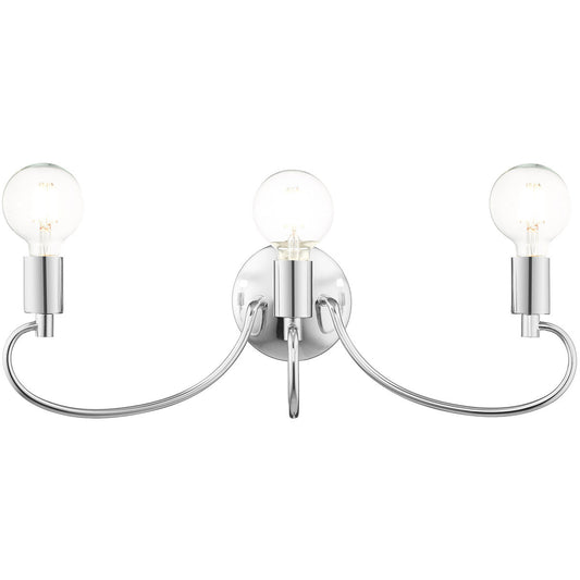 Livex Lighting Bari Collection 3 Lt Polished Chrome Bath Vanity  in Polished Chrome 16583-05