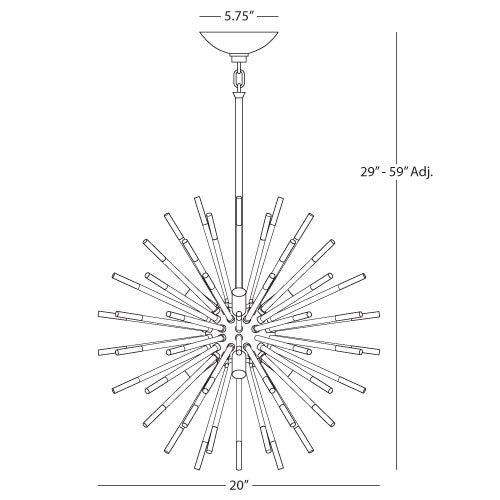 Robert Abbey  Andromeda Pendant in Modern Brass Finish with Clear Acrylic Rods 165