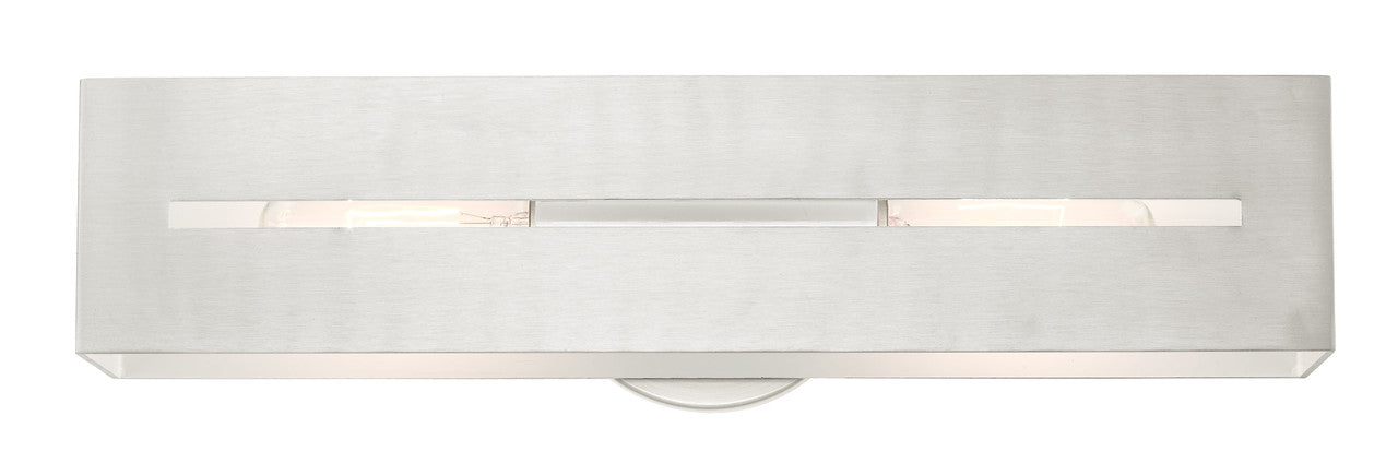 Livex Lighting Soma Collection  2 Light Brushed Nickel ADA Vanity Sconce in Brushed Nickel 16682-91