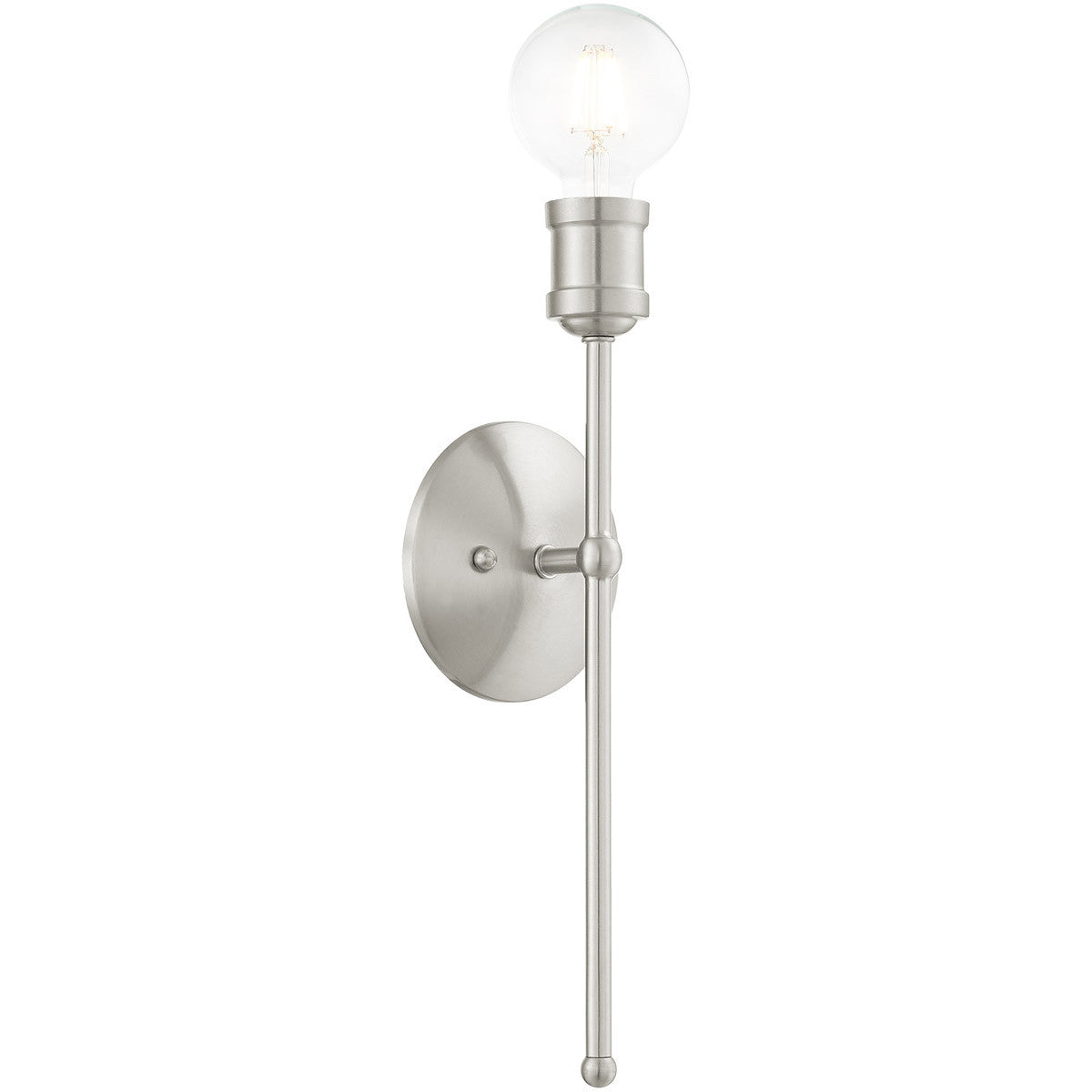 Livex Lighting Lansdale Collection 1 Lt Brushed Nickel Wall Sconce in Brushed Nickel 16711-91