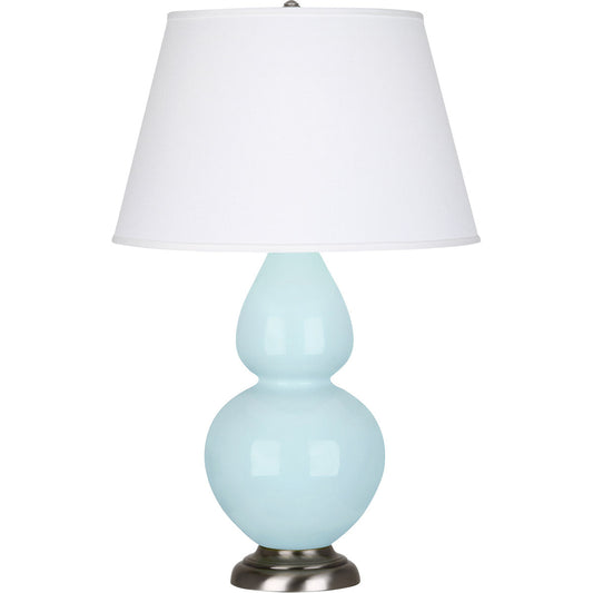 Robert Abbey  Baby Blue Double Gourd Table Lamp in Baby Blue Glazed Ceramic with Antique Silver Finished Accents 1676X