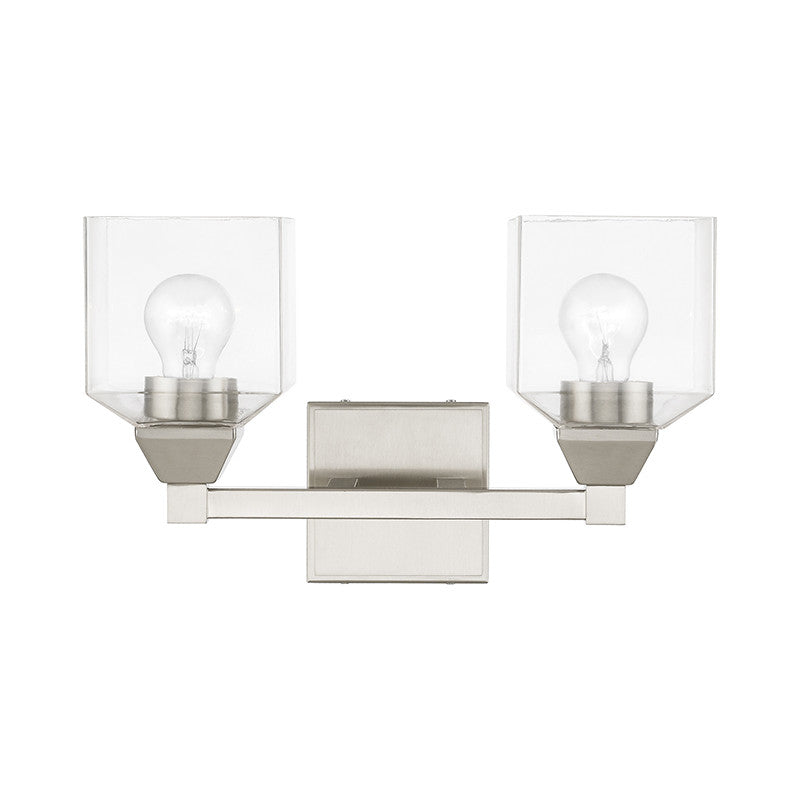 Livex Lighting Aragon Collection  2 Light Brushed Nickel Vanity Sconce in Brushed Nickel 16772-91