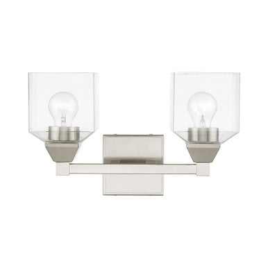 Livex Lighting Aragon Collection  2 Light Brushed Nickel Vanity Sconce in Brushed Nickel 16772-91