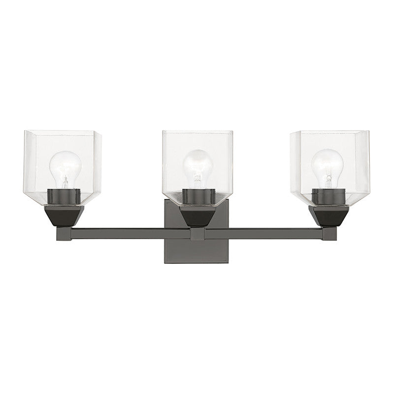 Livex Lighting Aragon Collection  3 Light Black Chrome Vanity Sconce in Black Chrome 16773-46