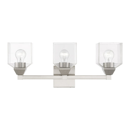 Livex Lighting Aragon Collection  3 Light Brushed Nickel Vanity Sconce in Brushed Nickel 16773-91