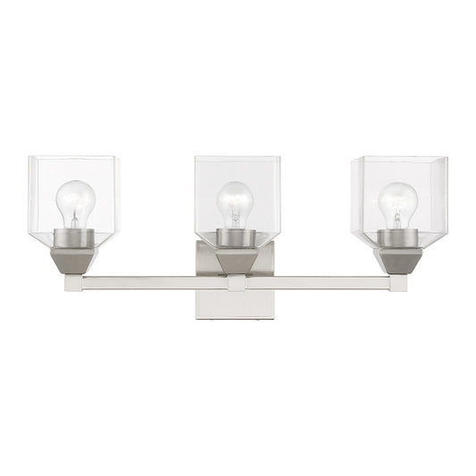 Livex Lighting Aragon Collection  3 Light Brushed Nickel Vanity Sconce in Brushed Nickel 16773-91