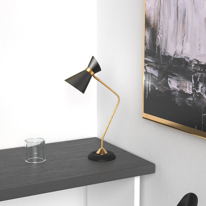 Dainolite 1 Light Table Lamp, Matte Black / Vintage Bronze 1679T-BK-VB