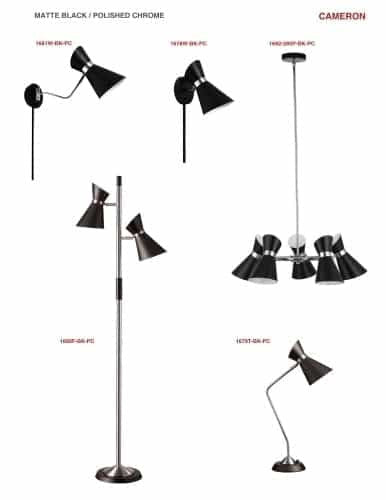 Dainolite 2 Light Floor Lamp, Matte Black / Polished Chrome 1680F-BK-PC