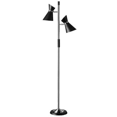 Dainolite 2 Light Floor Lamp, Matte Black / Polished Chrome 1680F-BK-PC