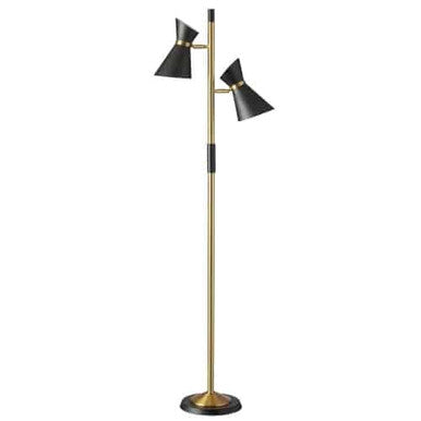 Dainolite 2 Light Floor Lamp, Matte Black / Vintage Bronze Base 1680F-BK-VB