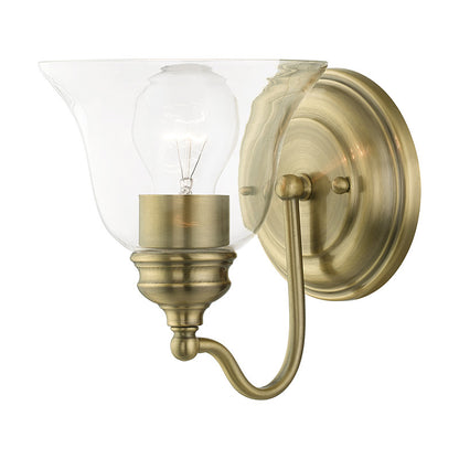 Livex Lighting Moreland Collection  1 Light Antique Brass Vanity Sconce in Antique Brass 16931-01