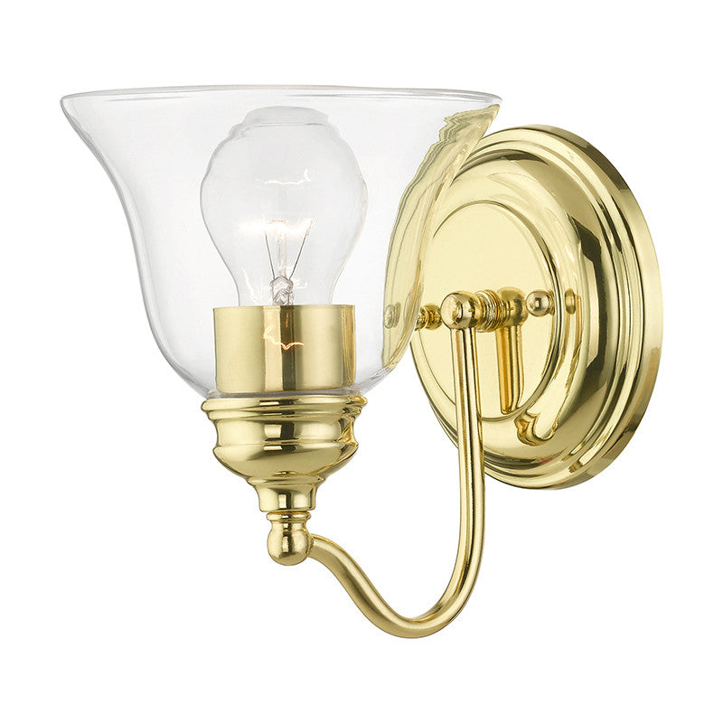 Livex Lighting Moreland Collection  1 Light Polished Brass Vanity Sconce in Polished Brass 16931-02