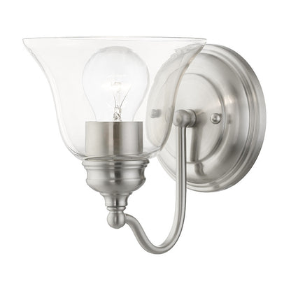 Livex Lighting Moreland Collection  1 Light Brushed Nickel Vanity Sconce in Brushed Nickel 16931-91