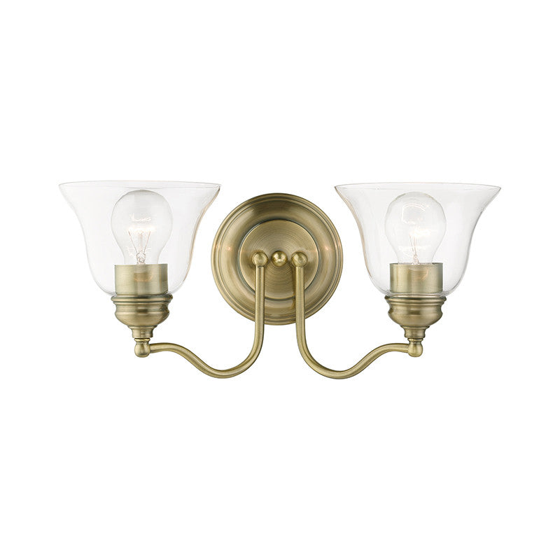 Livex Lighting Moreland Collection  2 Light Antique Brass Vanity Sconce in Antique Brass 16932-01