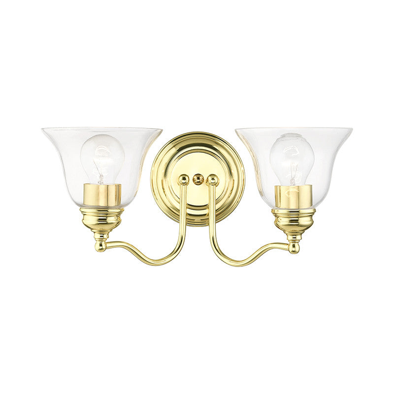 Livex Lighting Moreland Collection  2 Light Polished Brass Vanity Sconce in Polished Brass 16932-02