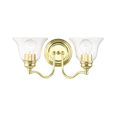 Livex Lighting Moreland Collection  2 Light Polished Brass Vanity Sconce in Polished Brass 16932-02