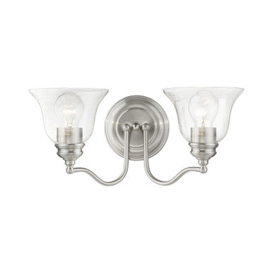 Livex Lighting Moreland Collection  2 Light Brushed Nickel Vanity Sconce in Brushed Nickel 16932-91