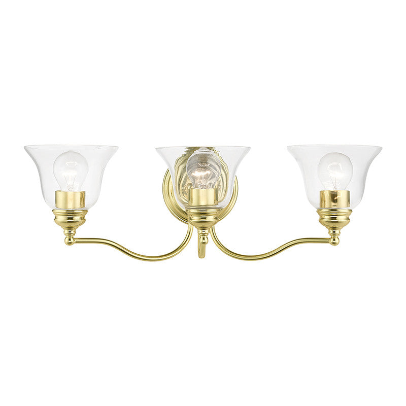 Livex Lighting Moreland Collection  3 Light Polished Brass Vanity Sconce in Polished Brass 16933-02