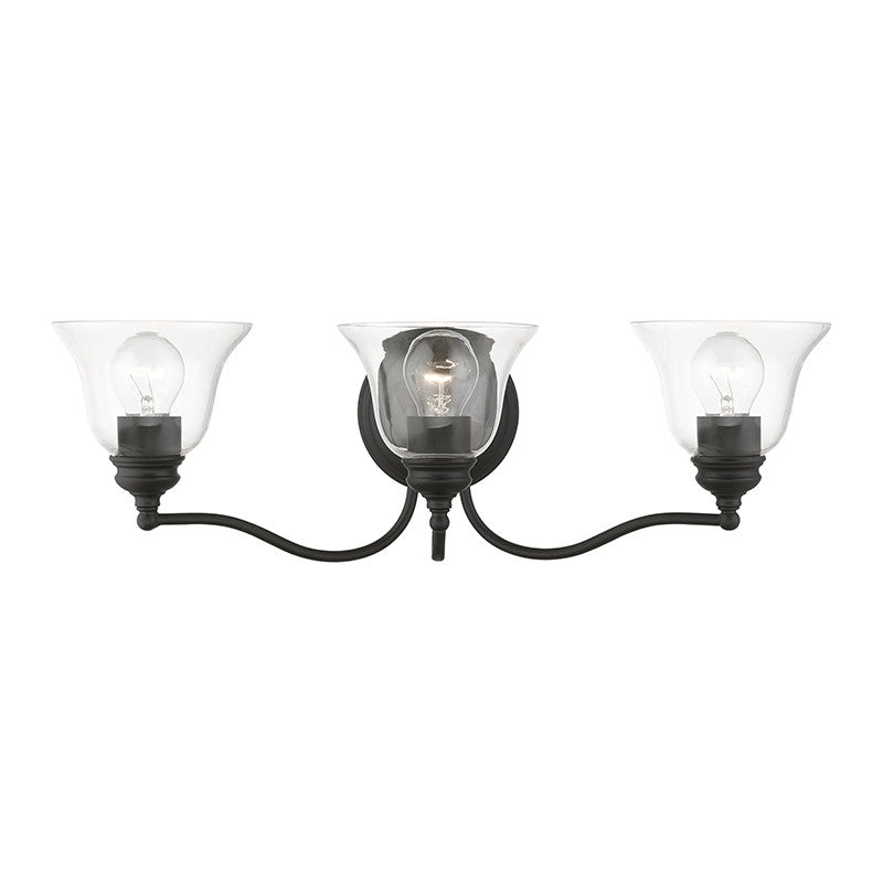 Livex Lighting Moreland Collection  3 Light Black Vanity Sconce in Black 16933-04