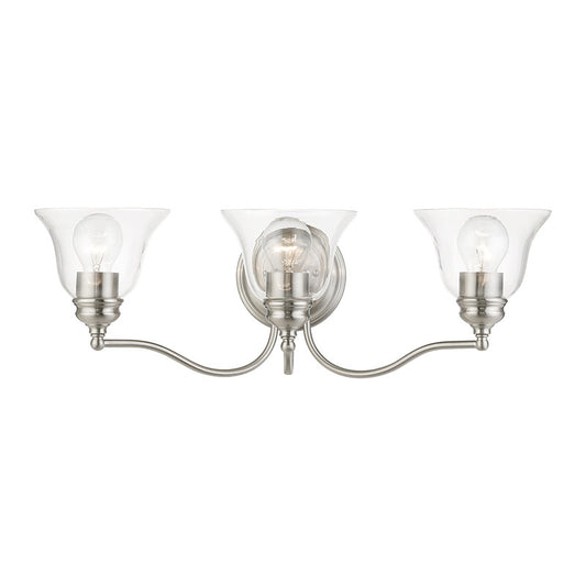 Livex Lighting Moreland Collection  3 Light Brushed Nickel Vanity Sconce in Brushed Nickel 16933-91