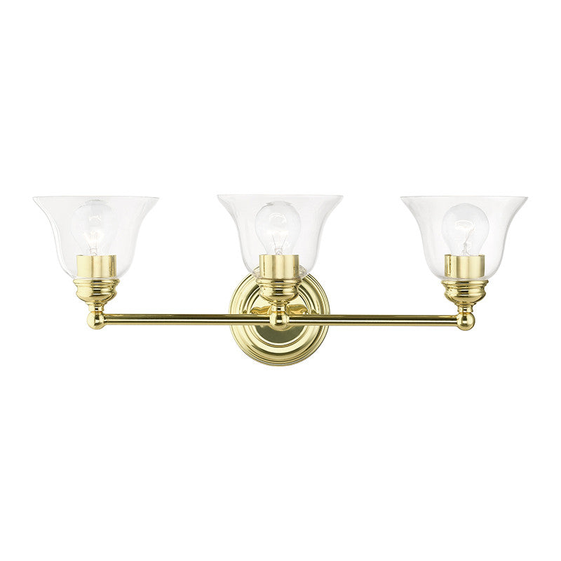 Livex Lighting Moreland Collection  3 Light Polished Brass Vanity Sconce in Polished Brass 16943-02