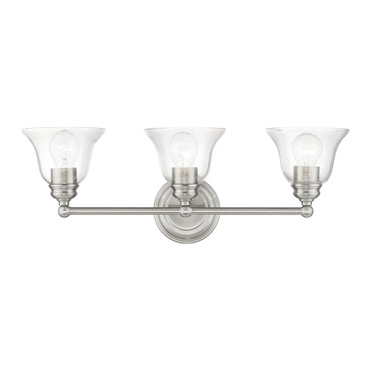 Livex Lighting Moreland Collection  3 Light Brushed Nickel Vanity Sconce in Brushed Nickel 16943-91