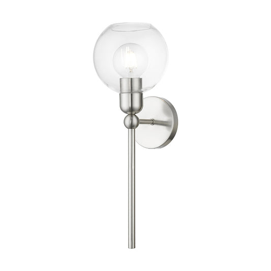 Livex Lighting Downtown Collection  1 Light Brushed Nickel Sphere Single Sconce in Brushed Nickel 16971-91