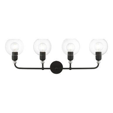 Livex Lighting Downtown Collection  4 Light Black with Brushed Nickel Accents Large Sphere Vanity Sconce in Black with Brushed Nickel Accents 16975-04