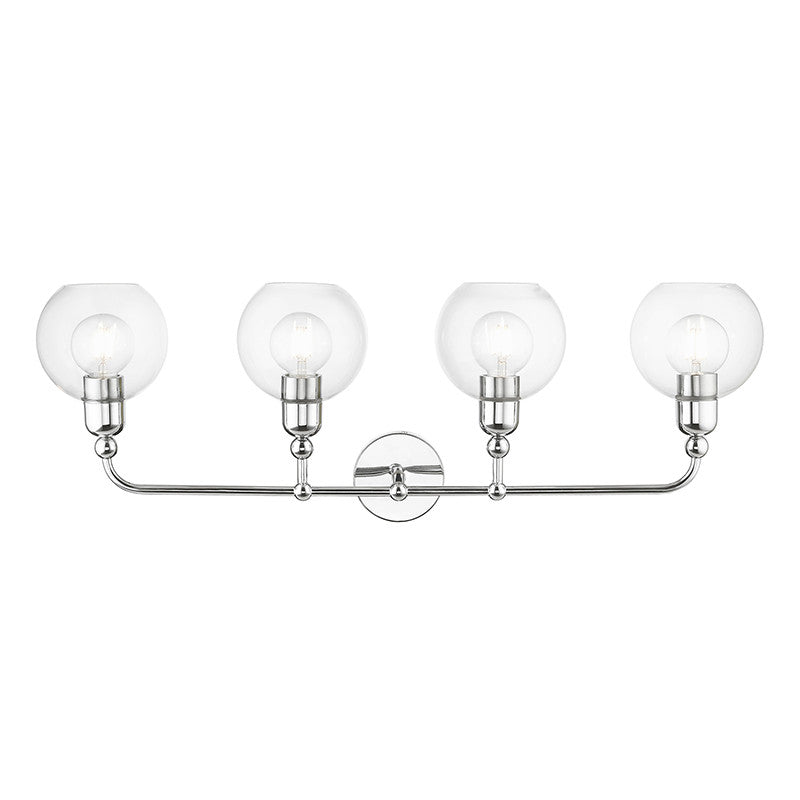 Livex Lighting Downtown Collection  4 Light Polished Chrome Large Sphere Vanity Sconce in Polished Chrome 16975-05