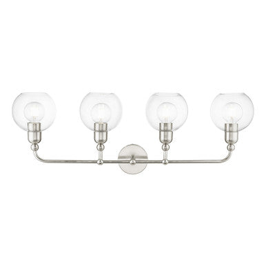 Livex Lighting Downtown Collection  4 Light Brushed Nickel Large Sphere Vanity Sconce in Brushed Nickel 16975-91