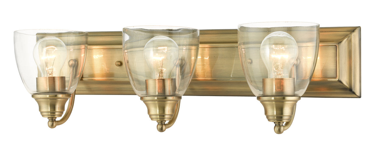 Livex Lighting Birmingham Collection  3 Light Antique Brass Vanity Sconce in Antique Brass 17073-01