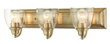 Livex Lighting Birmingham Collection  3 Light Antique Brass Vanity Sconce in Antique Brass 17073-01