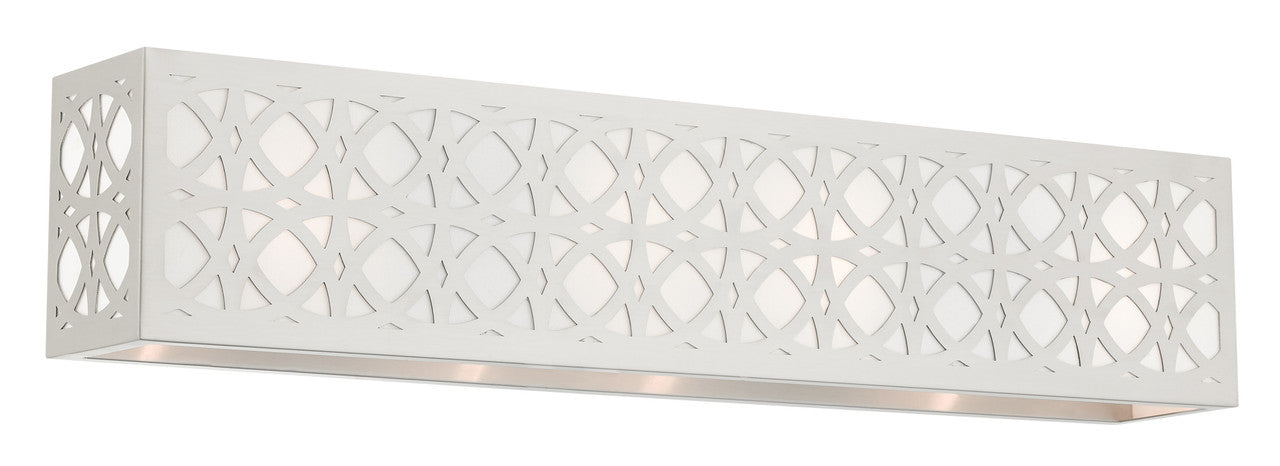 Livex Lighting Calinda Collection  4 Light Brushed Nickel ADA Vanity Sconce in Brushed Nickel 17133-91