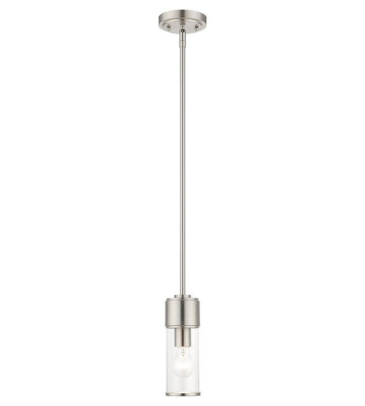 Livex Lighting Quincy Collection 1 Light Brushed Nickel Mini Pendant 17140-91