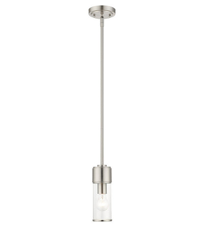 Livex Lighting Quincy Collection 1 Light Brushed Nickel Mini Pendant 17140-91