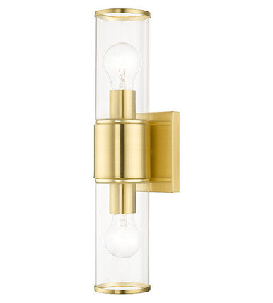 Livex Lighting Quincy Collection 2 Light Satin Brass Vanity Sconce 17142-12