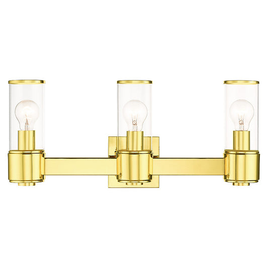 Livex Lighting Quincy Collection 3 Light Polished Brass Vanity Sconce 17143-02