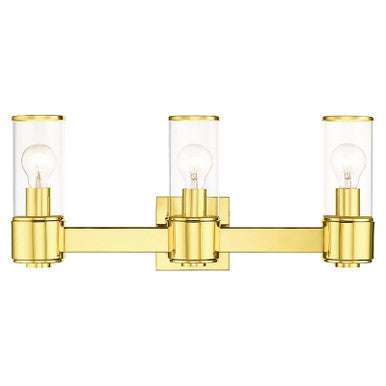 Livex Lighting Quincy Collection 3 Light Polished Brass Vanity Sconce 17143-02