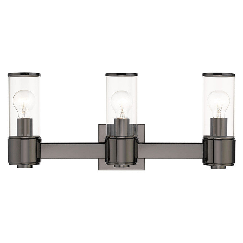 Livex Lighting Quincy Collection 3 Light Black Chrome Vanity Sconce 17143-46