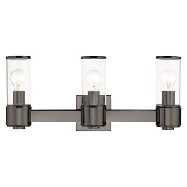 Livex Lighting Quincy Collection 3 Light Black Chrome Vanity Sconce 17143-46